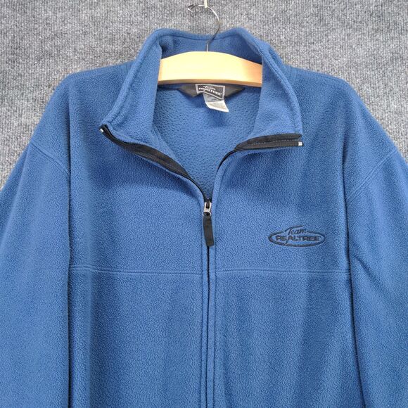 Team RealTree Mens Full Zip Fleece Jacket Blue Large Outdoors Hunting Logo - Picture 3 of 13
